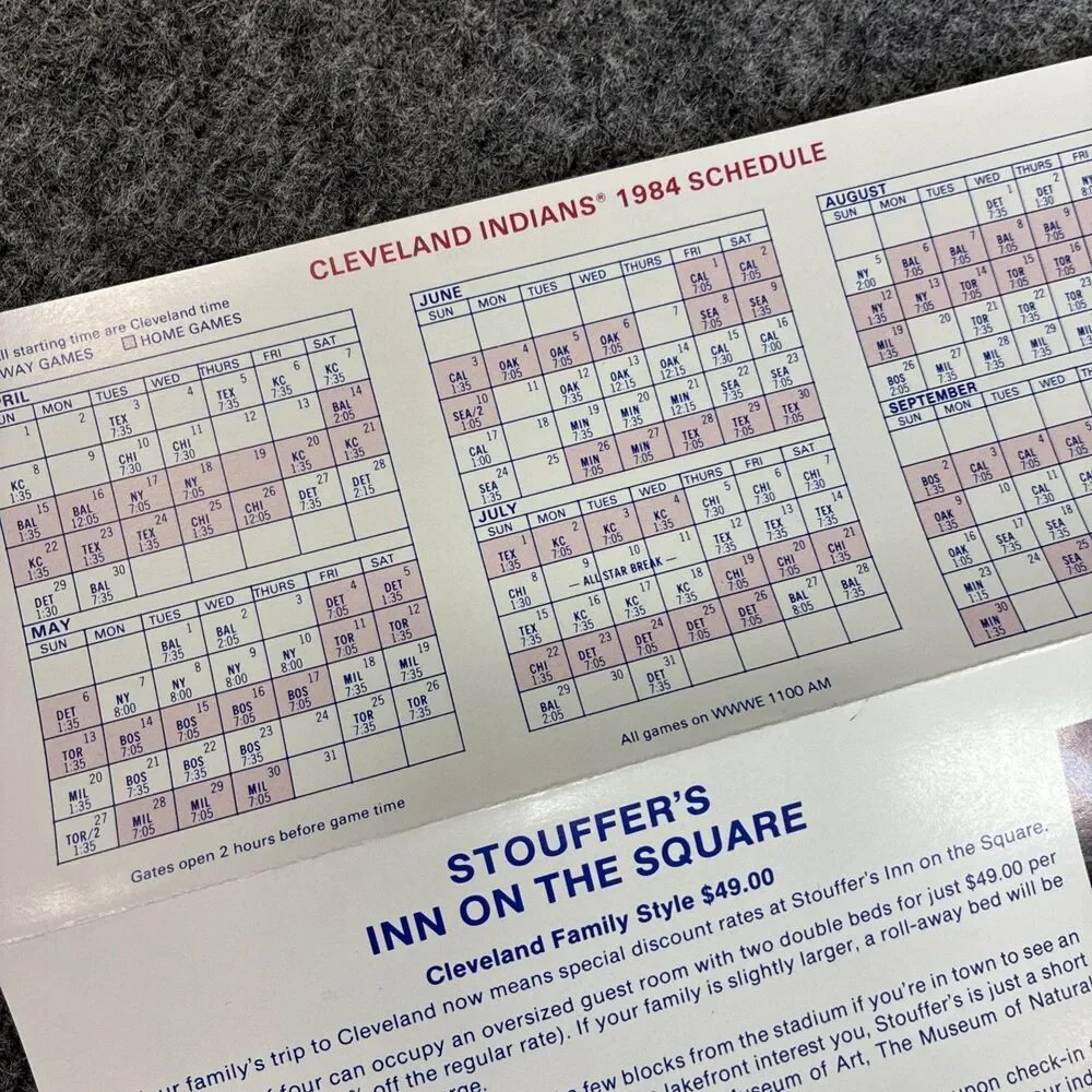 Vintage 1984 Cleveland Indians Group Sales Guide Schedule Chief Wahoo
